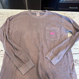 PINK Victoria's Secret brown and Pink Long Sleeve Tee